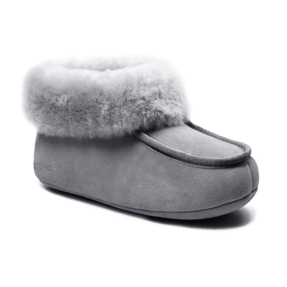 Minfot Saueskinntøfler Barn Hven Grå