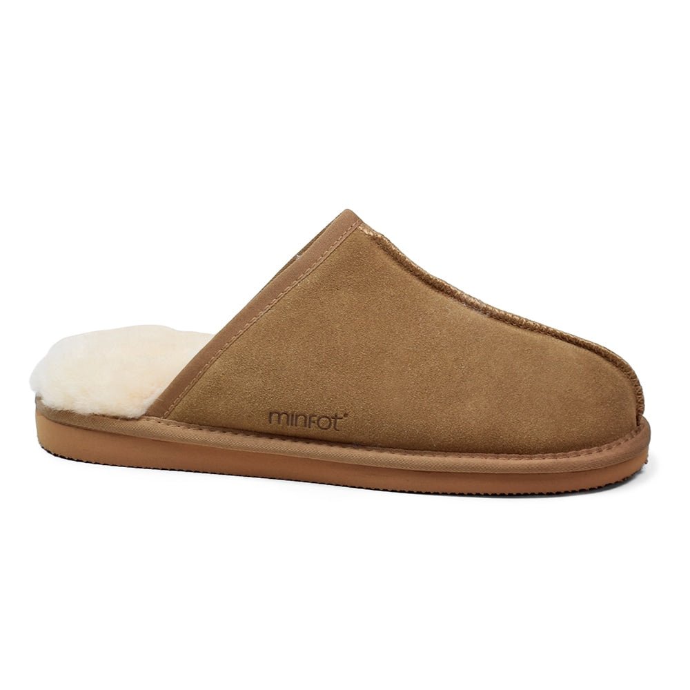Minfot Saueskinntøfler Slip-on Orust med såle Chestnut
