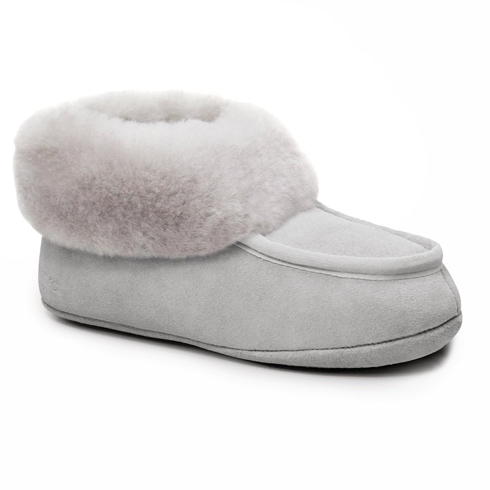 Minfot Saueskinnstøfler Sunne Lysegrå