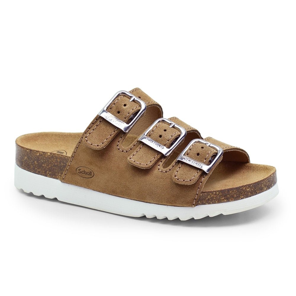 Scholl Sandal Dame Semsket skinn Lysebrun