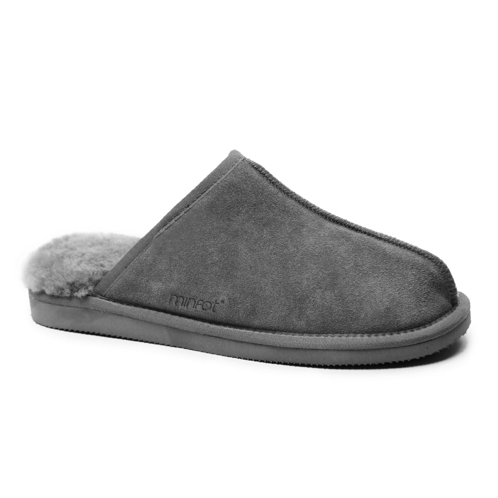 Minfot Saueskinntøfler Slip-on Orust med såle Grå