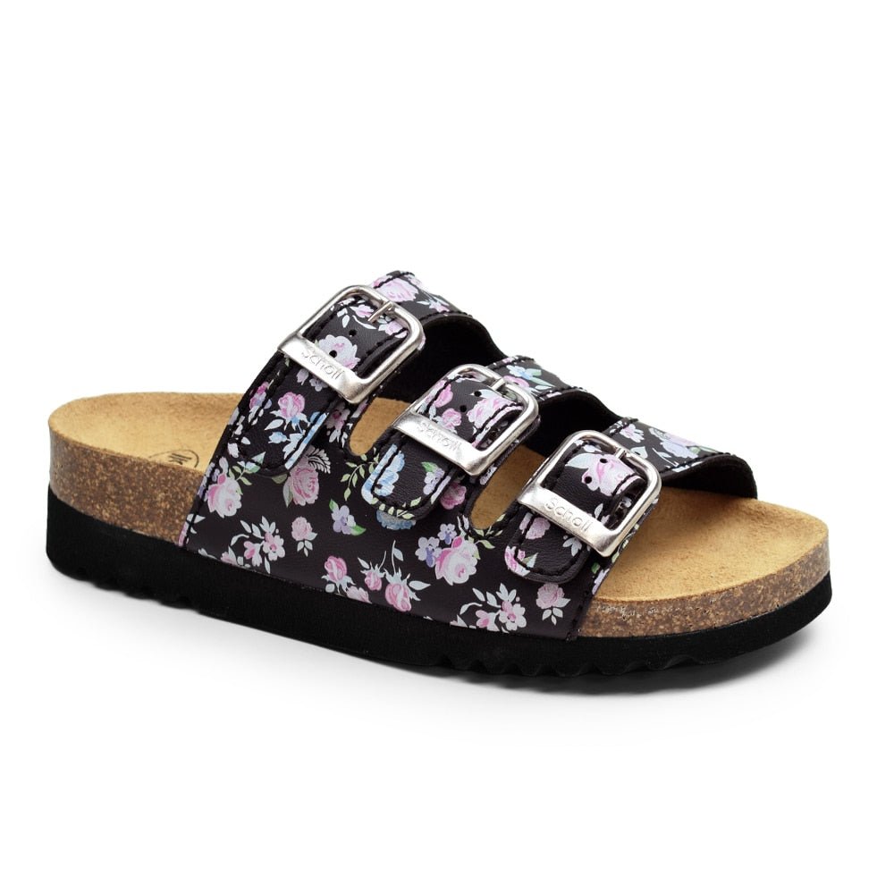 Scholl Sandal Dame Rio Blomstret Svart