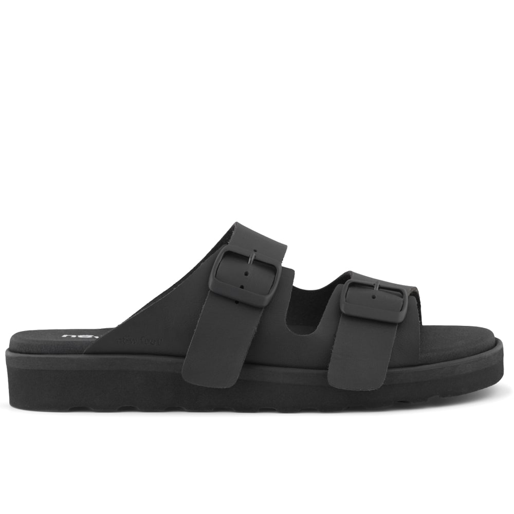 New Feet Connie Brede Sandaler Microfiber Unisex Svart
