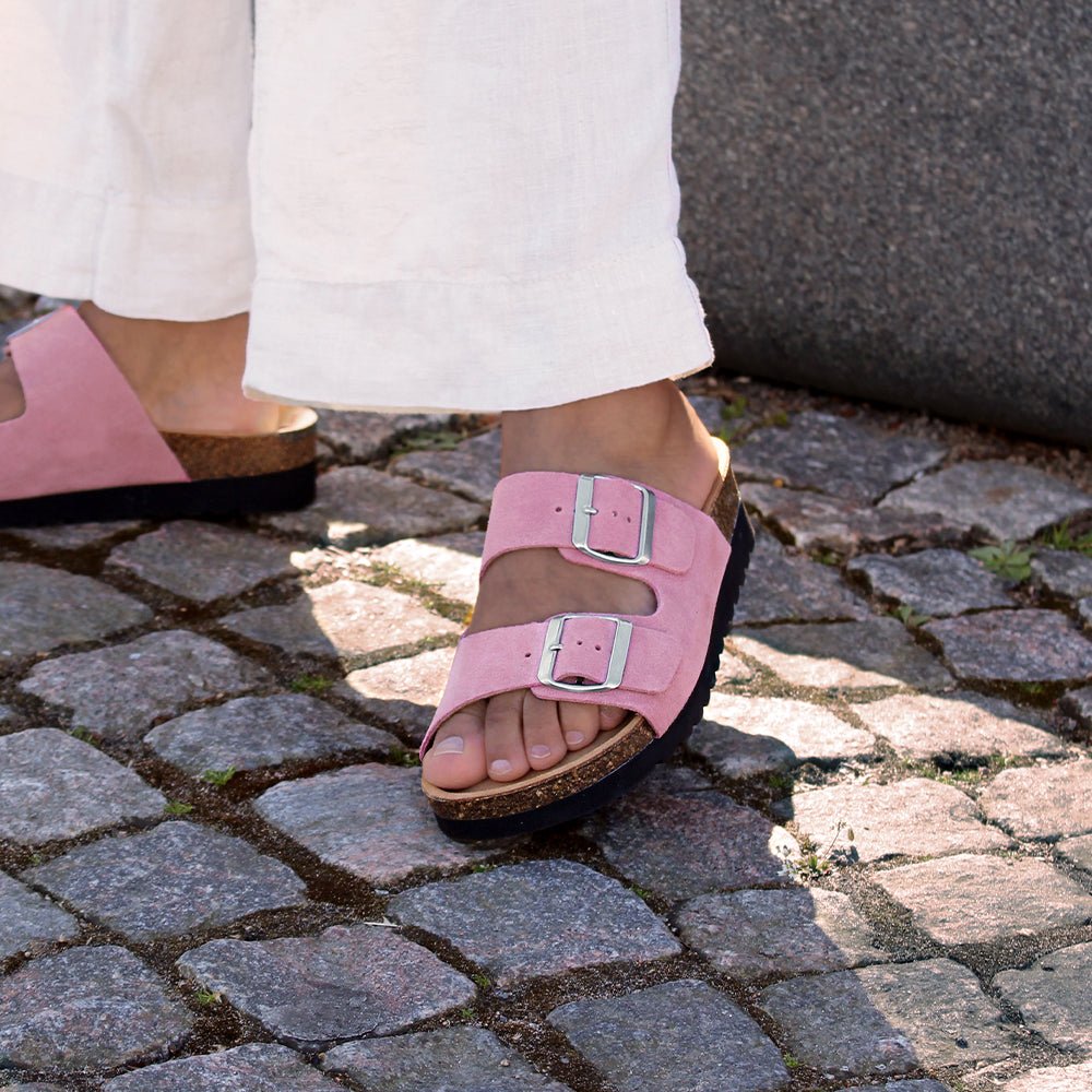 Minfot Moa Sandaler Dame Bio Semsket Skinn Antikk Rosa