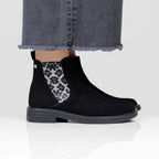 Minfot Bou Chelsea boots med zip Stretch Nubuck Svart Leopard
