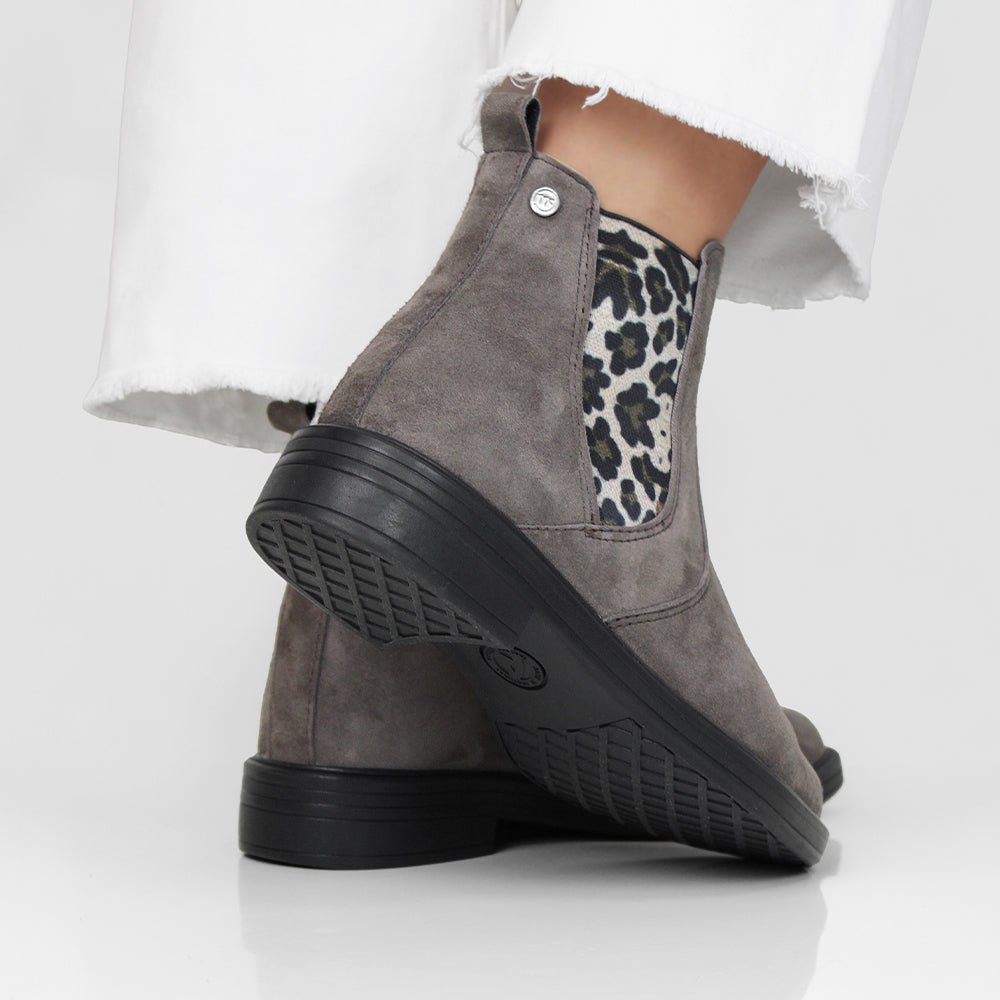 Minfot Bou Chelsea Boots Dame Stretch Nubuck Stone Leopard