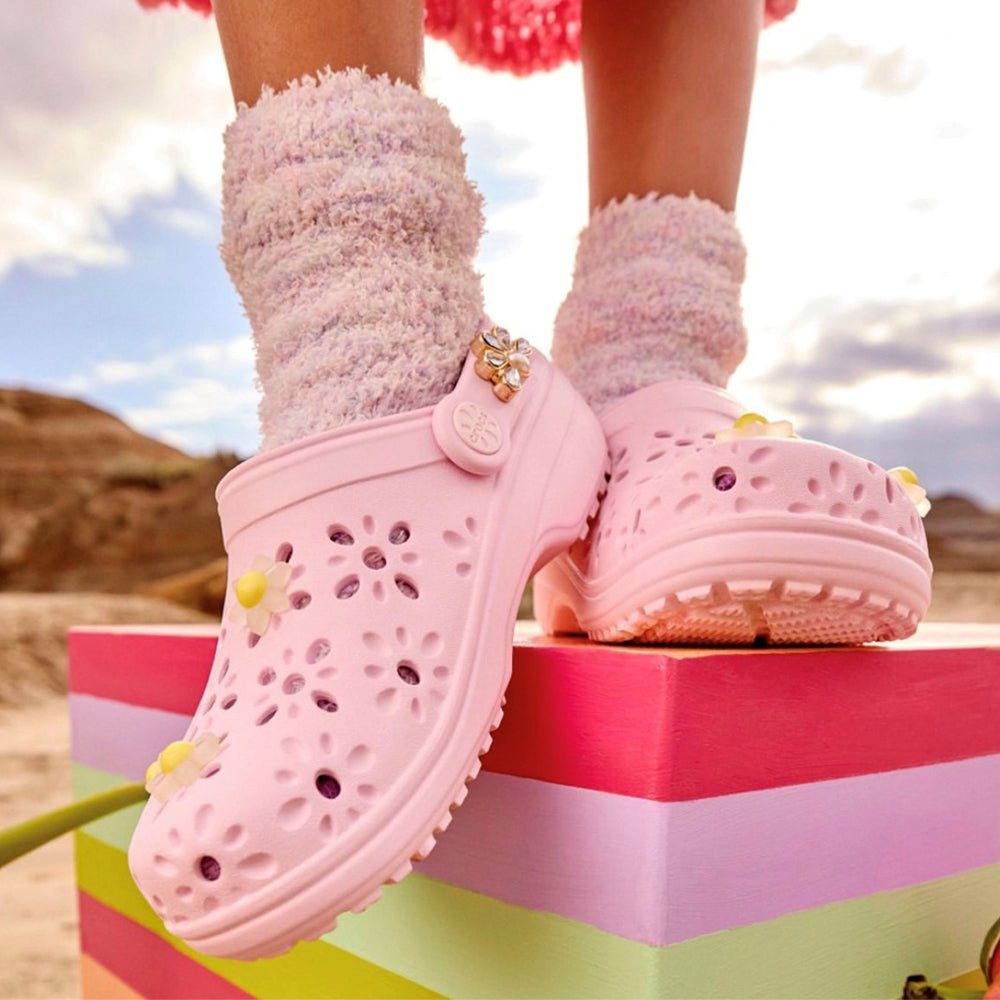 Crocs Classic Clog Floral Cut Out Pink Milk