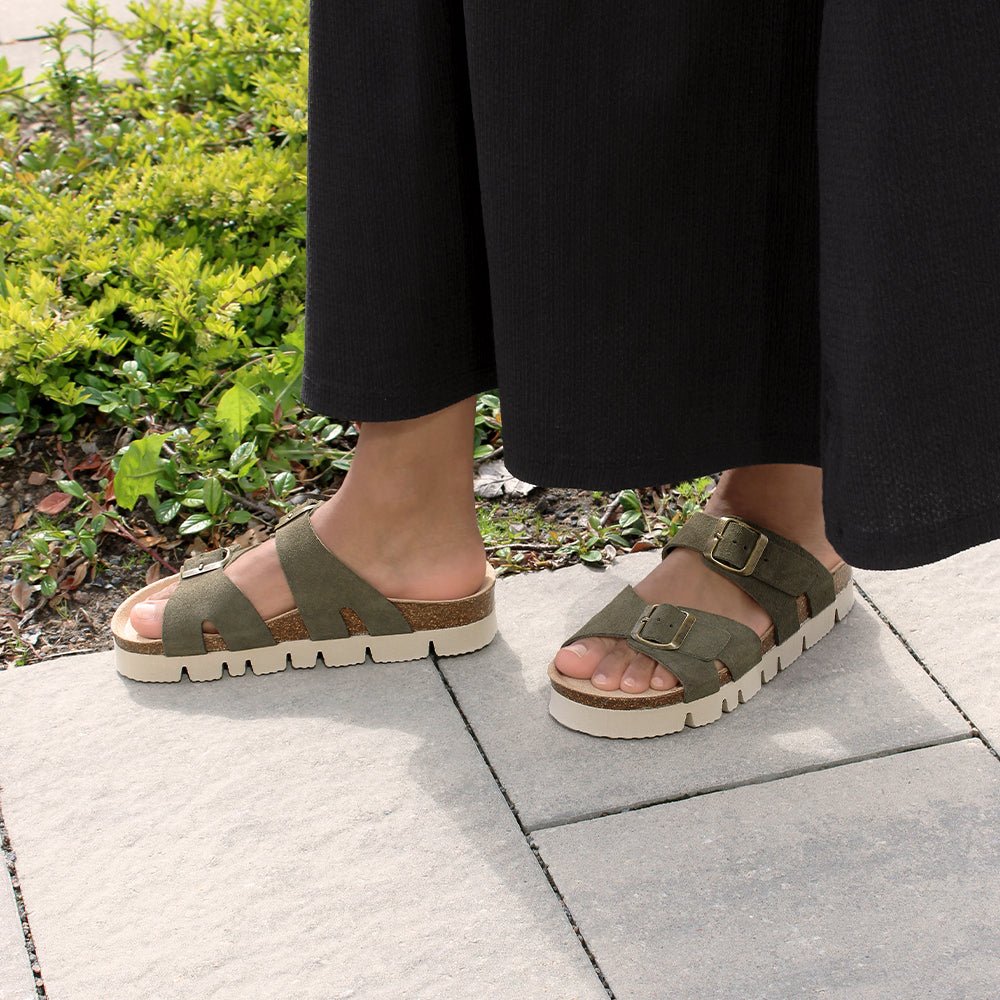 Minfot Upstep Lill Sandaler Dame Semsket Skinn Grønn