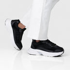 Minfot Joy Sneakers Dame Mesh Semsket skinn Svart Hvit