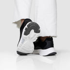 Minfot Joy Sneakers Dame Mesh Semsket skinn Svart Hvit