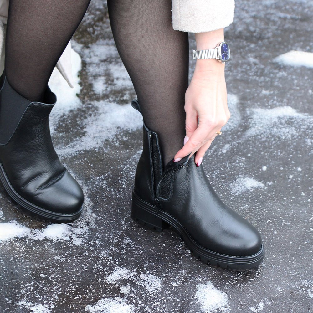 Produktbild 12 - Minfot Cityspike Chelsea Piggsko Zip Skinn Svart