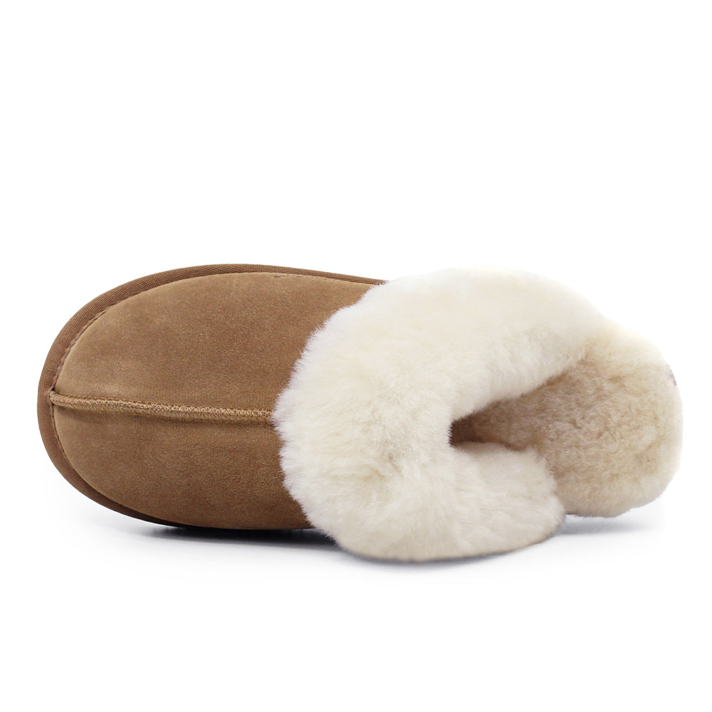 Minfot Saueskinnstøfler Slip-on Duved med såle Chestnut