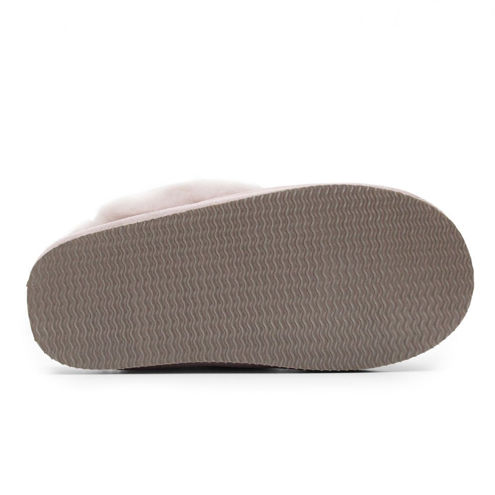 Minfot Saueskinnstøfler Slip-on Duved med såle Lyserosa