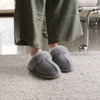 Minfot Saueskinntøfler Slip-on Duved med såle Grå