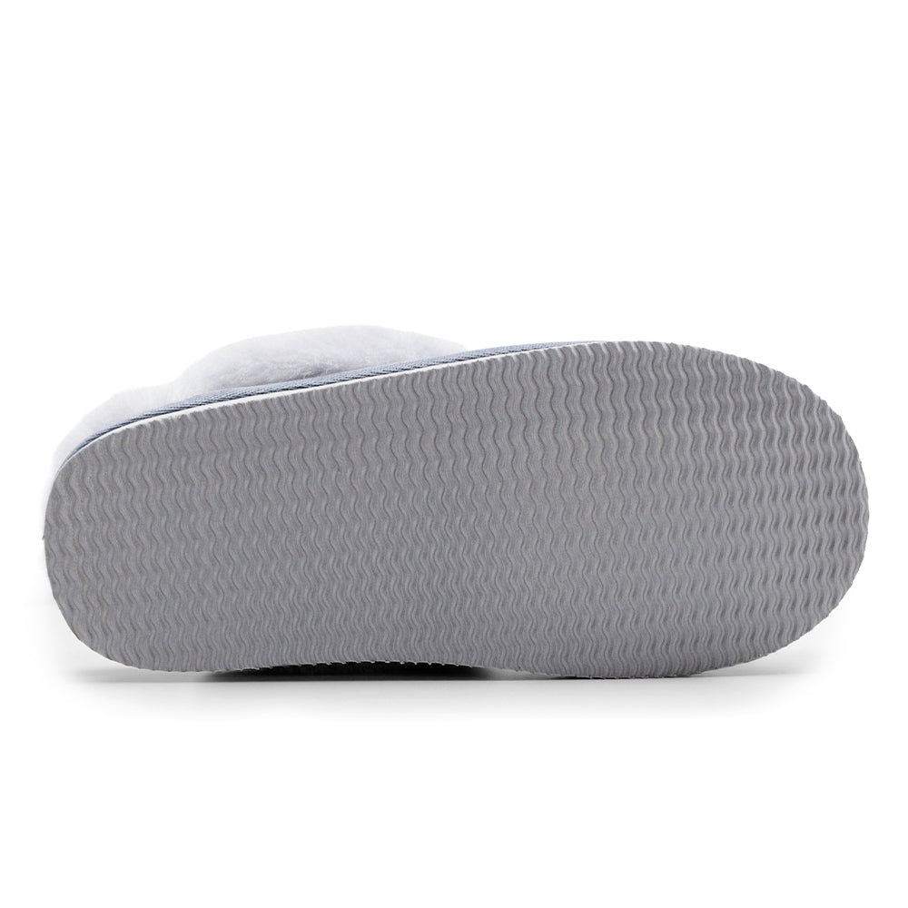 Minfot Saueskinntøfler Slip-on Duved med såle Grå