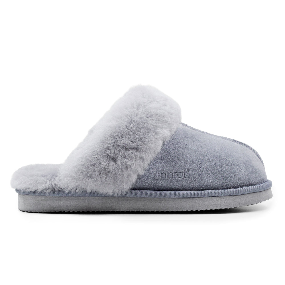 Minfot Saueskinntøfler Slip-on Duved med såle Grå