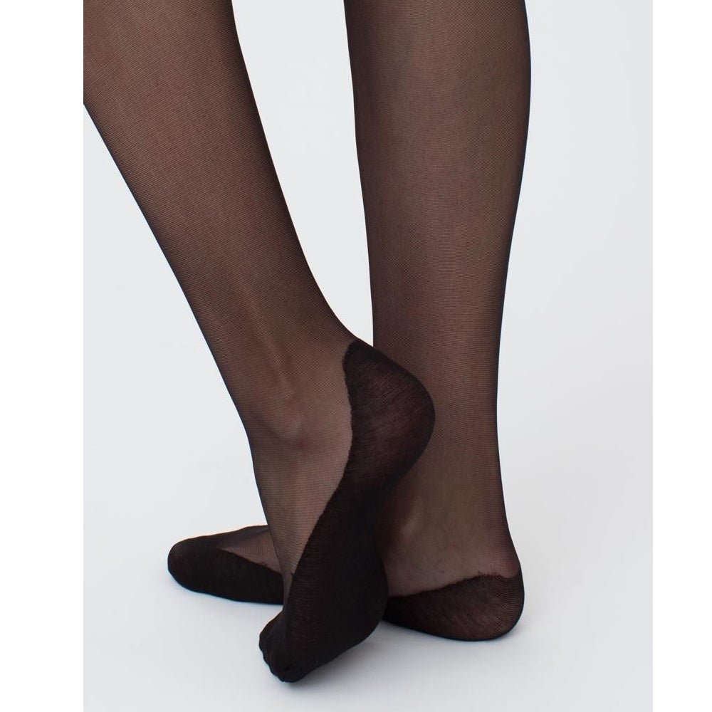 Giulia Footies Nylonstrømpebukser med fot i bomull 20 den Svart