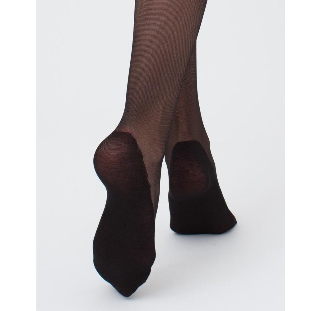 Giulia Footies Nylonstrømpebukser med fot i bomull 20 den Svart