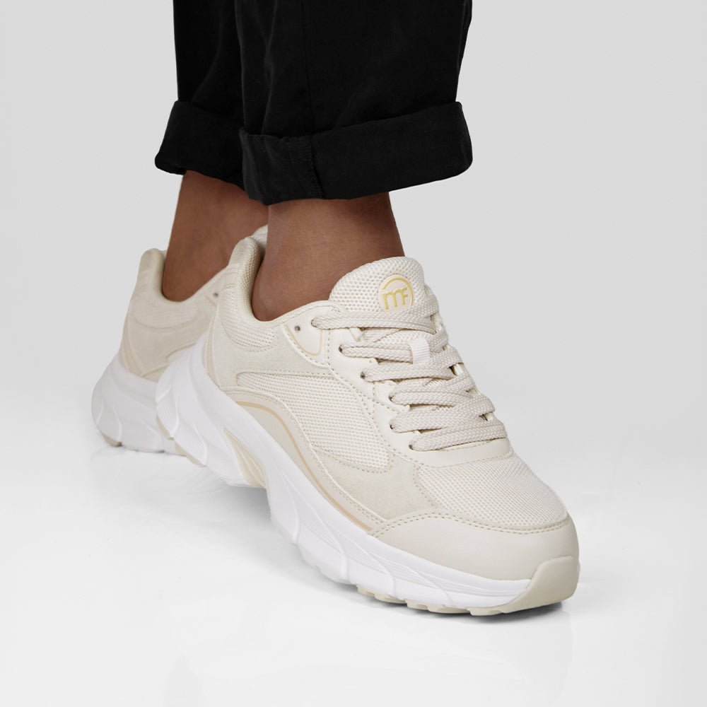 Minfot Joy Sneakers Dame Mesh Semsket skinn Sand
