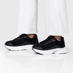 Minfot Joy Sneakers Dame Mesh Semsket skinn Svart Hvit