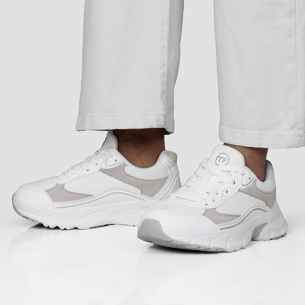 Minfot Joy Sneakers Dame Mesh Semsket skinn Hvit