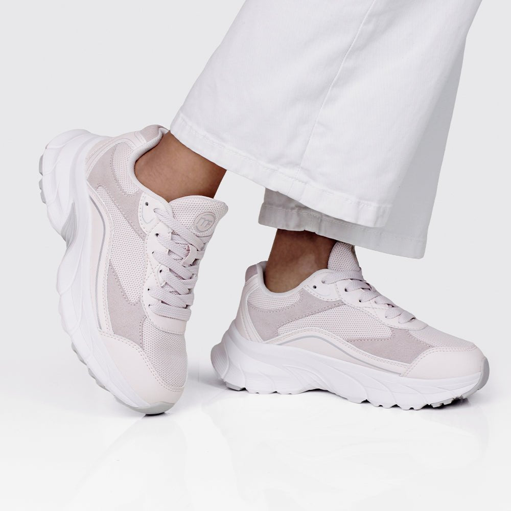 Minfot Joy Sneakers Dame Mesh Semsket skinn Rosa