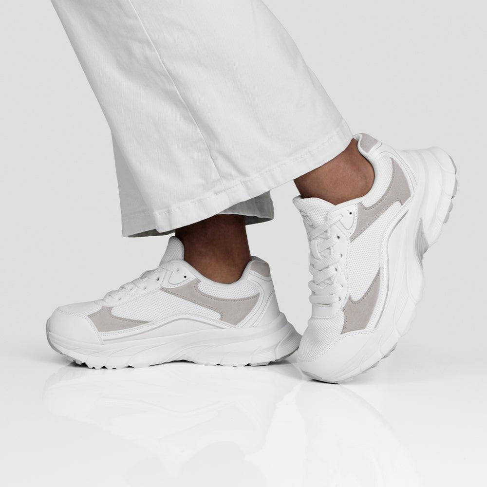 Minfot Joy Sneakers Dame Mesh Semsket skinn Hvit