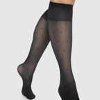 Swedish Stockings Nylonstrømper Kne Doris Dots Prikket 40 DEN svart 1-pk