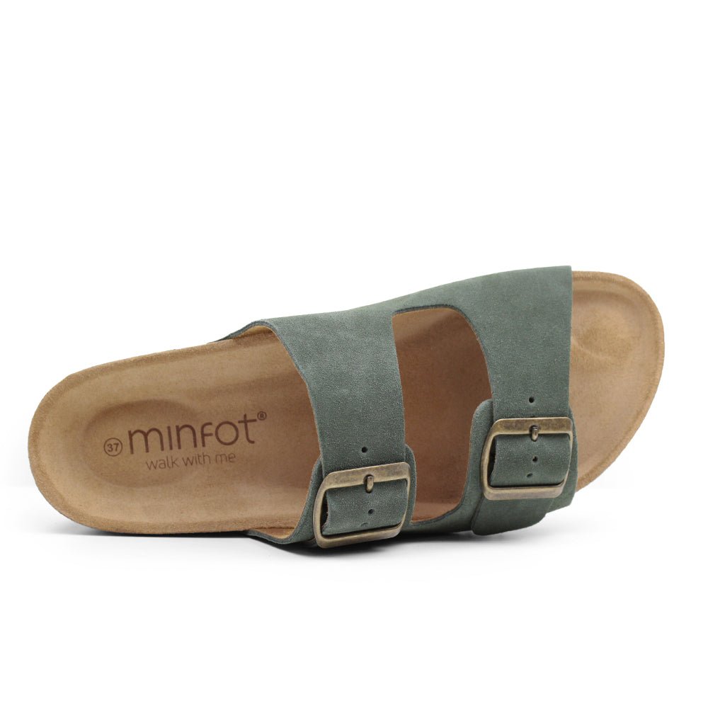 Minfot Moa Sandaler Dame Myk Bio Semsket Skinn Grønn