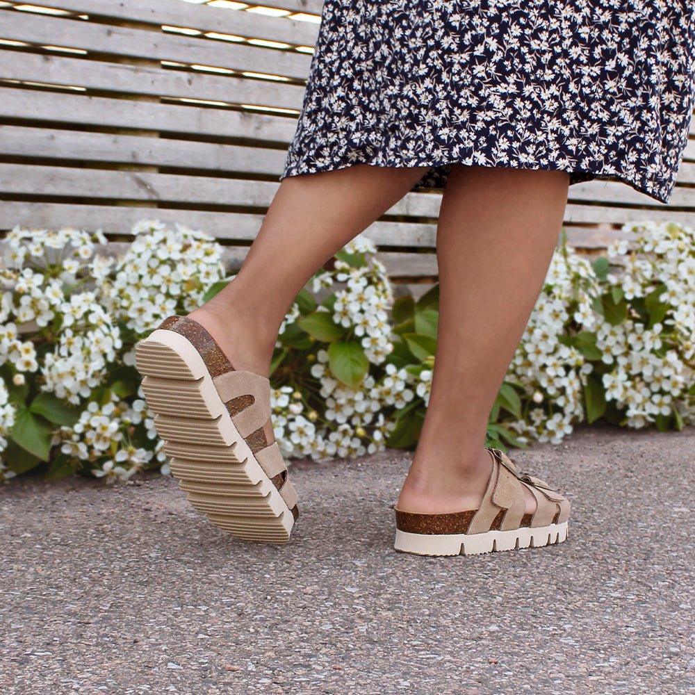 Minfot Upstep Lill Sandaler Dame Semsket Skinn Taupe