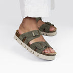Minfot Upstep Lill Sandaler Dame Semsket Skinn Grønn
