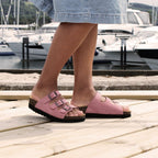 Minfot Lo Biosandaler Dame Semsket Skinn Anatomisk 3-remmer Rosa