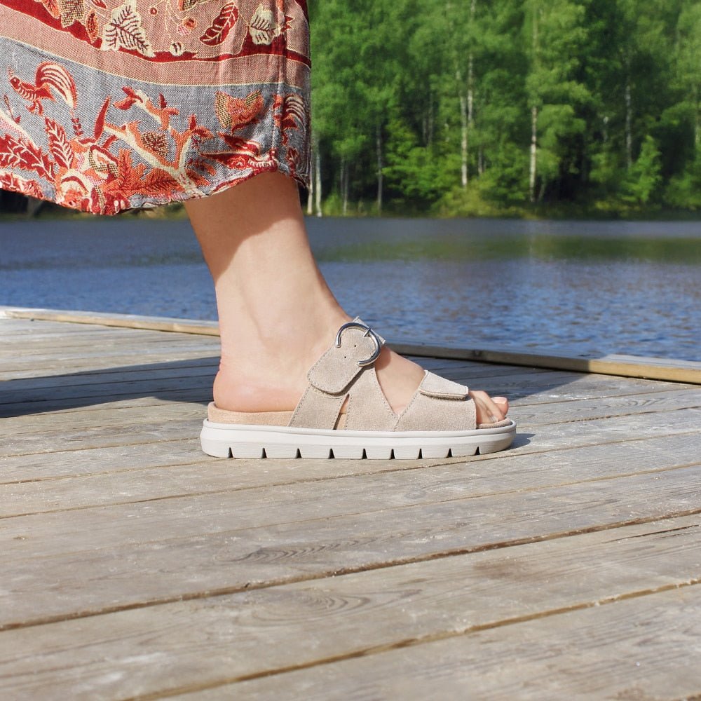 Minfot Abby Sandaler Dame Borrelås Taupe