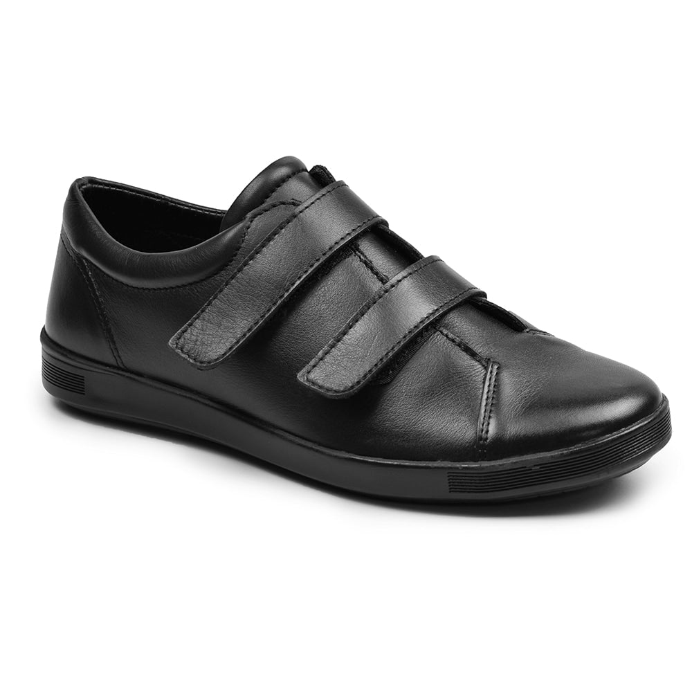 Minfot Aveny Skinn Sneaker med Kardborreband Svart