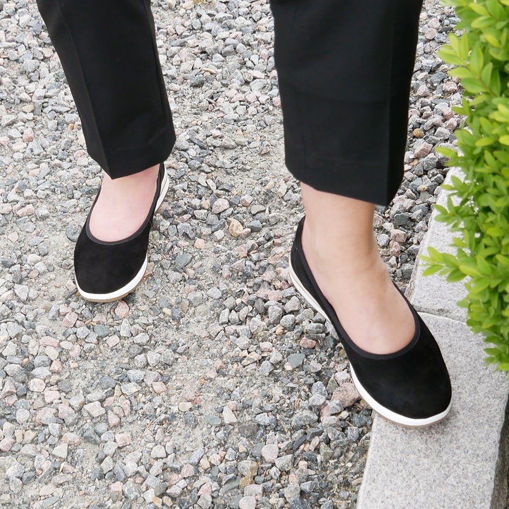 Minfot Ballerinasko Joyce Dame Stretch Nubuck Svart