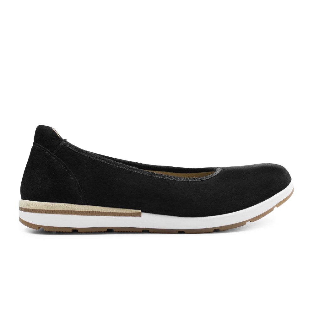 Minfot Ballerinasko Joyce Dame Stretch Nubuck Svart