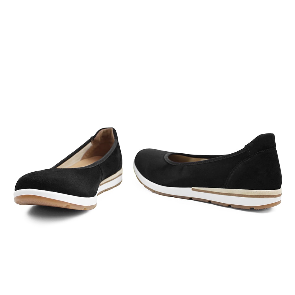 Minfot Ballerinasko Joyce Dame Stretch Nubuck Svart