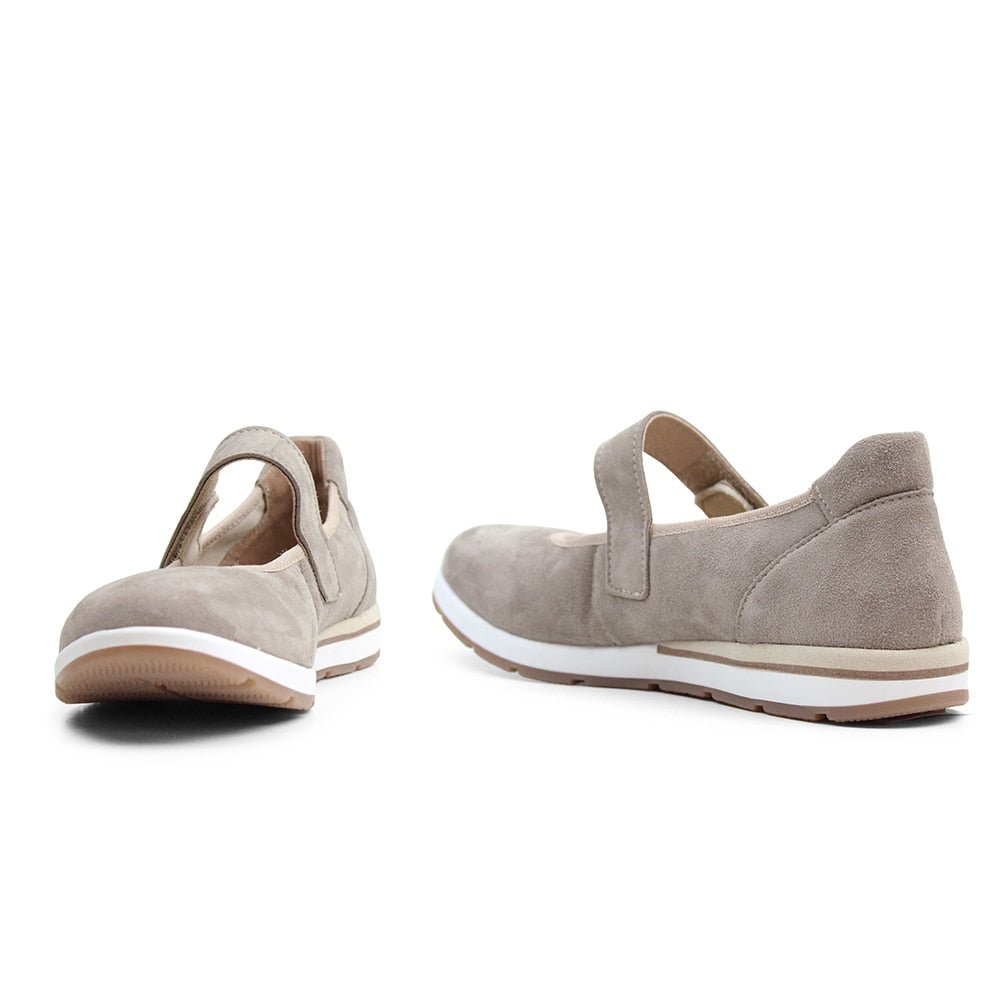 Minfot Ballerinasko med rem Joyce Stretch Nubuck Stone