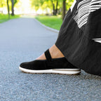 Minfot Ballerinasko med rem Joyce Dame Stretch Nubuck Svart