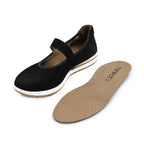Minfot Ballerinasko med rem Joyce Dame Stretch Nubuck Svart