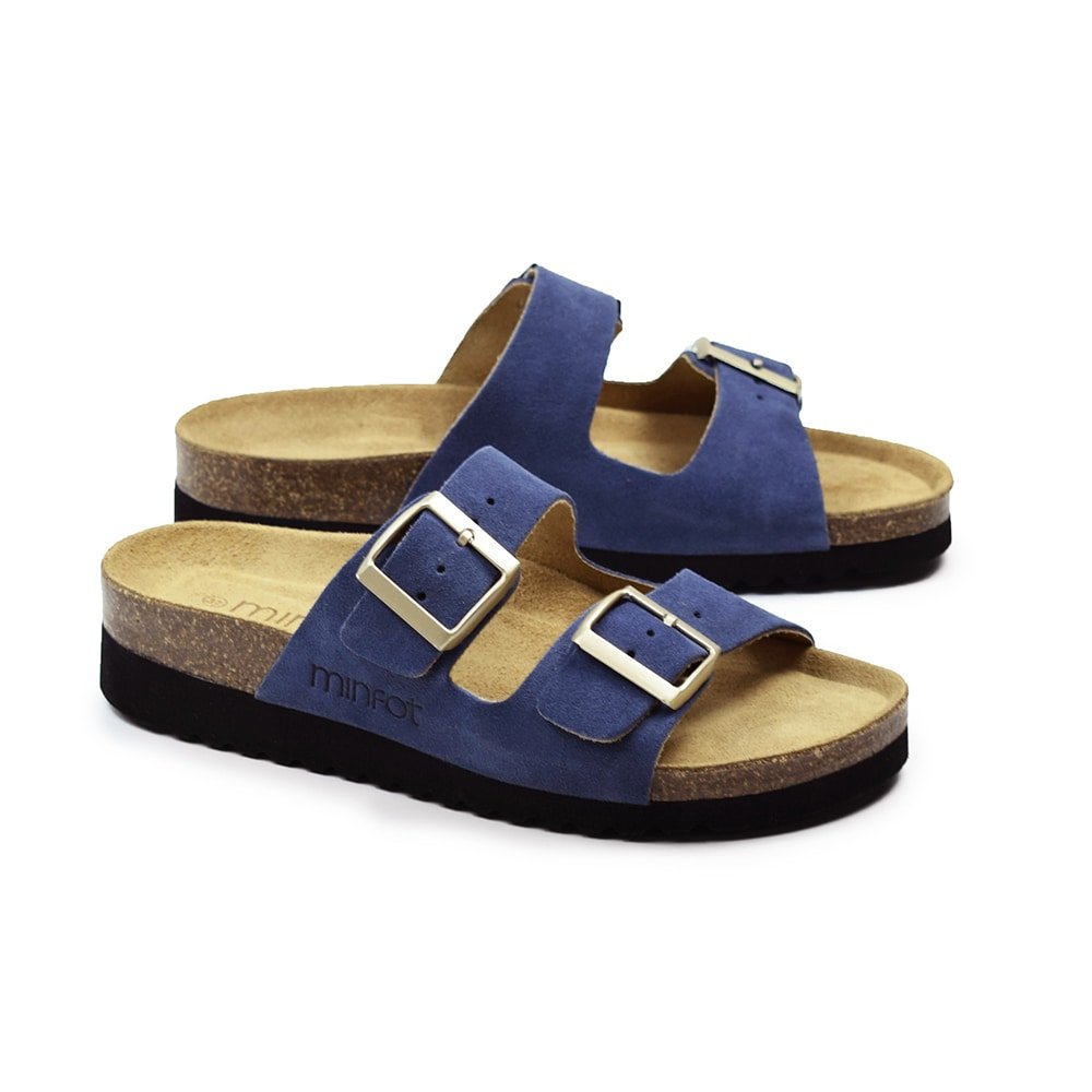 Minfot Sandaler Myk Bio Moa Semsket skinn Blå