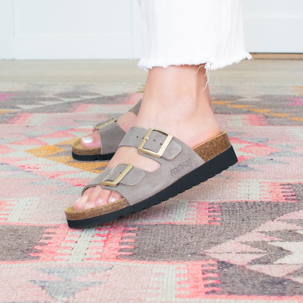 Minfot Sandaler Myk Bio Moa Semsket skinn Grå