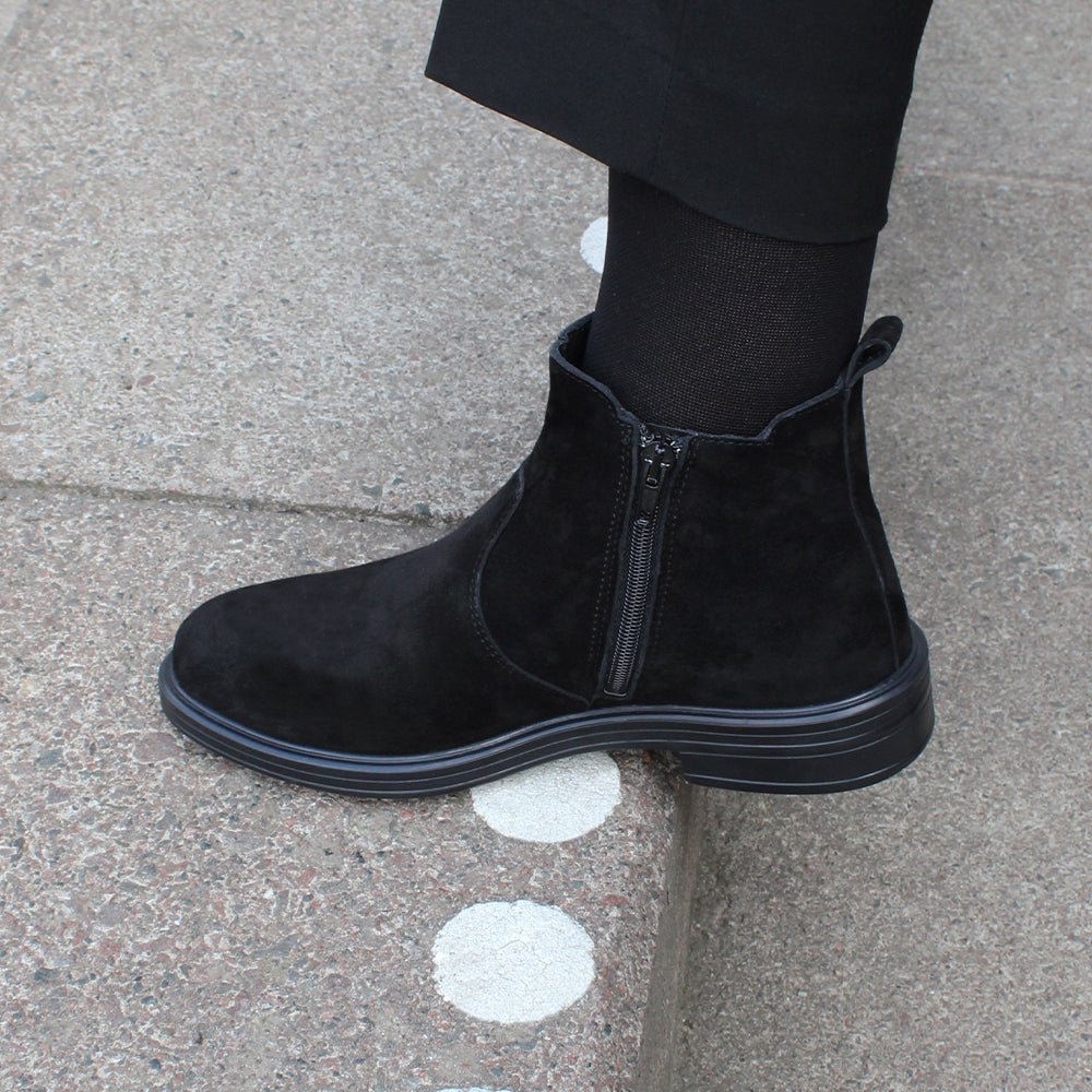 Produktbild 11 - Minfot Bou Chelsea boots med zip Stretch Nubuck Svart Leopard