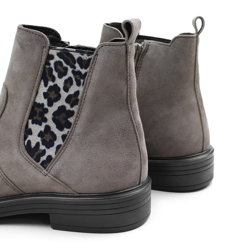 Minfot Bou Chelsea Boots Dame Stretch Nubuck Stone Leopard