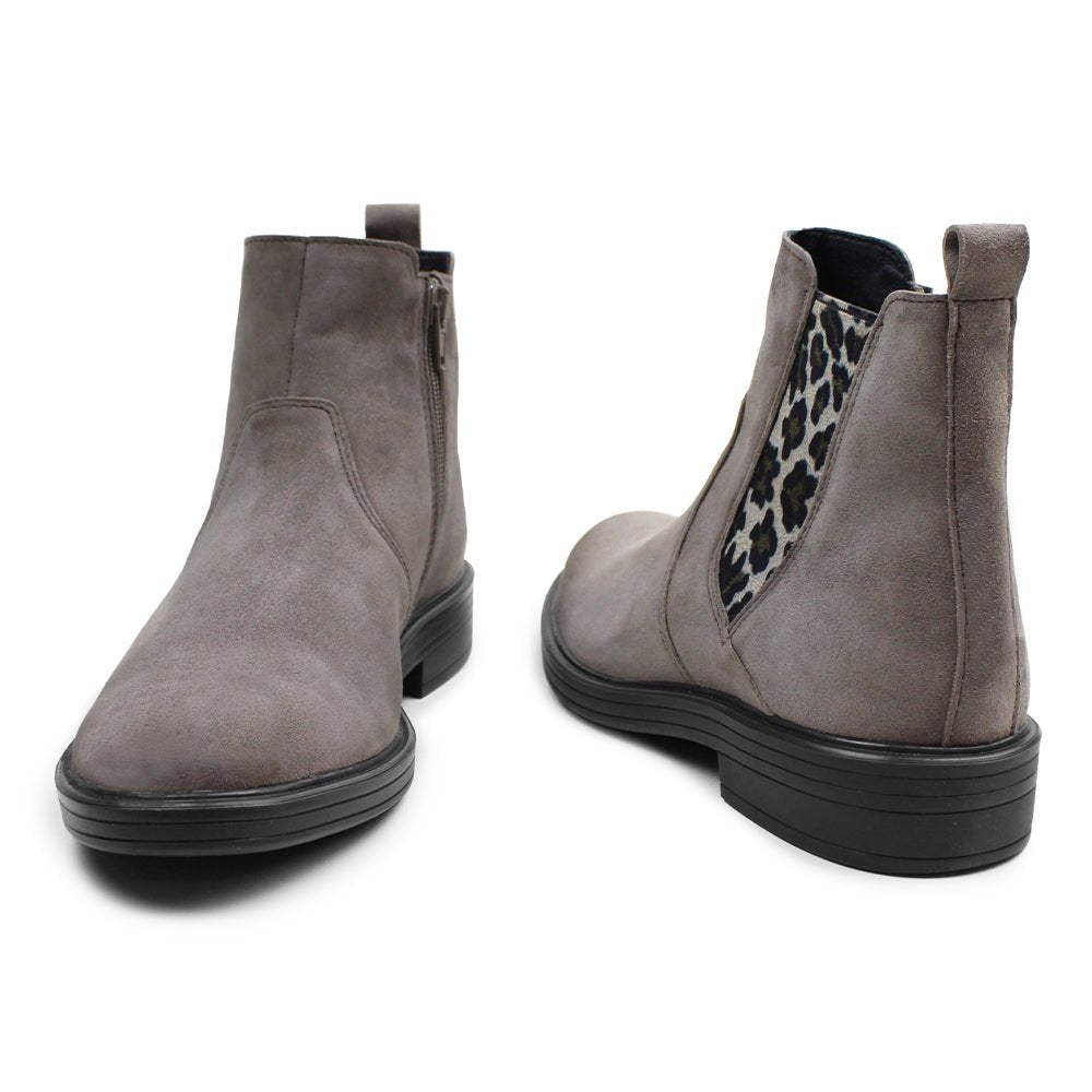 Minfot Bou Chelsea Boots Dame Stretch Nubuck Stone Leopard