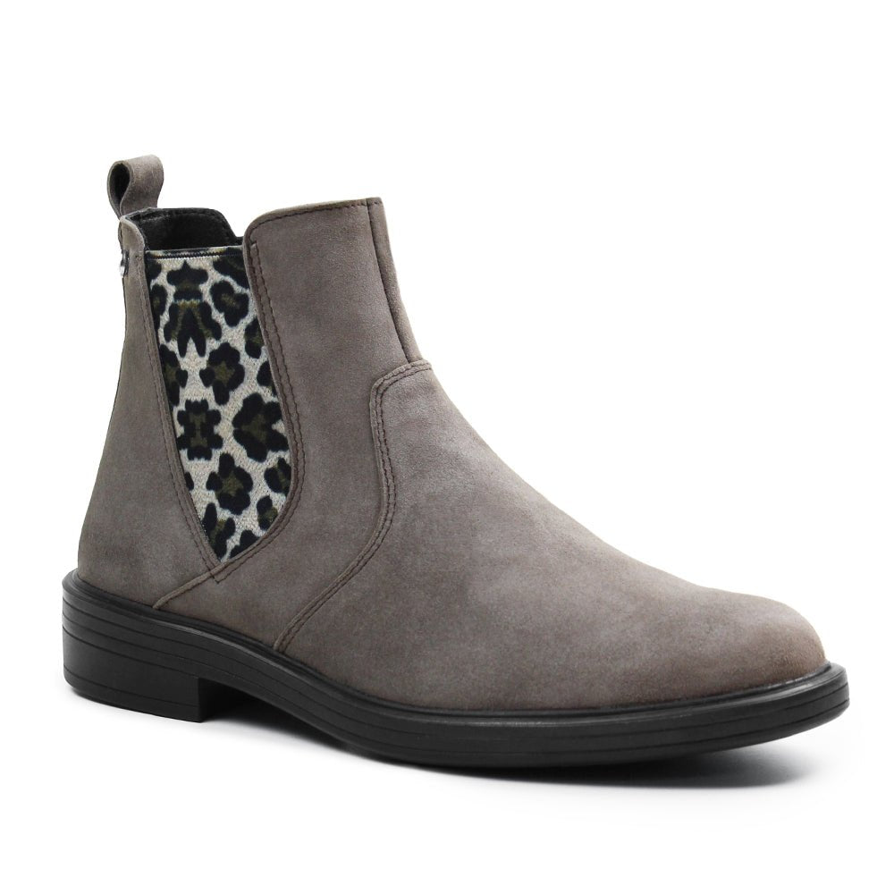 Minfot Bou Chelsea Boots med zip Stretch Nubuck Stone Leopard