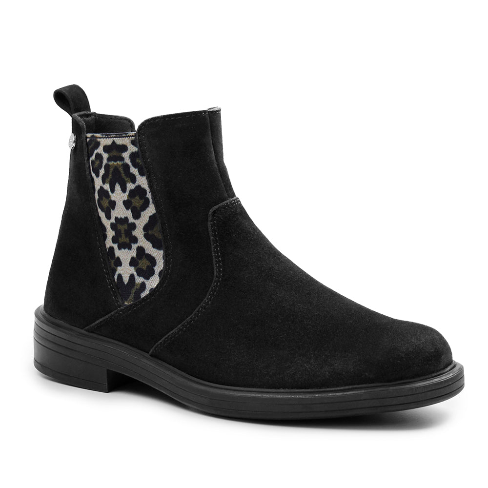 Minfot Bou Chelsea boots med zip Stretch Nubuck Svart Leopard