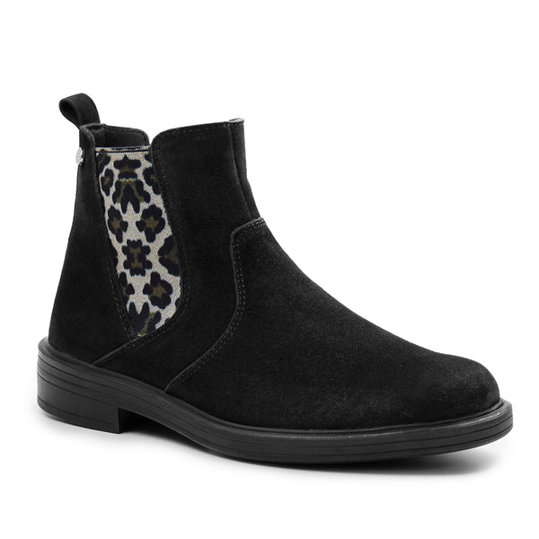 Minfot Bou Chelsea boots med zip Stretch Nubuck Svart Leopard