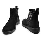 Minfot Bou Chelsea boots med zip Stretch Nubuck Svart Leopard