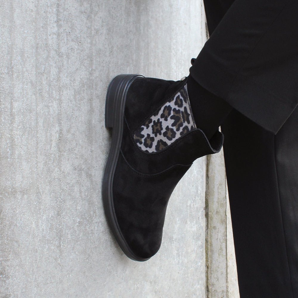 Produktbild 12 - Minfot Bou Chelsea boots med zip Stretch Nubuck Svart Leopard
